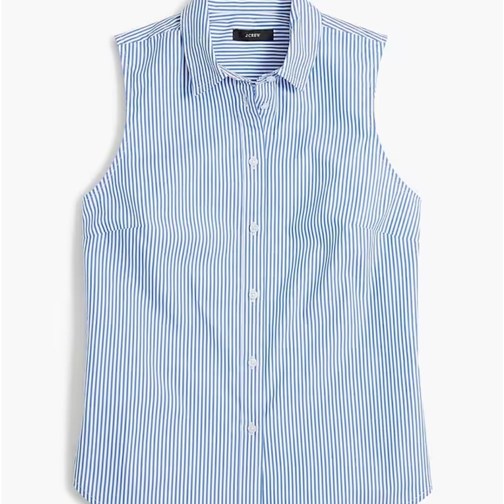 J.Crew Factory XL NWOTWomens Sleeveless Striped Button Shirt banker stripe Blue